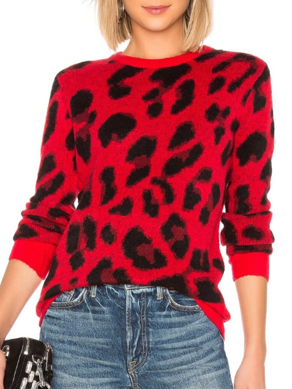 LOVERS + FRIENDS Speak Up Wildly Romantic Red Leopard Design Sweater size medium